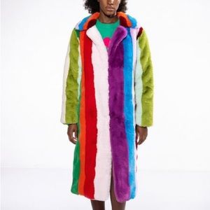AKIRA Multicolor Faux Fur Trench Coat